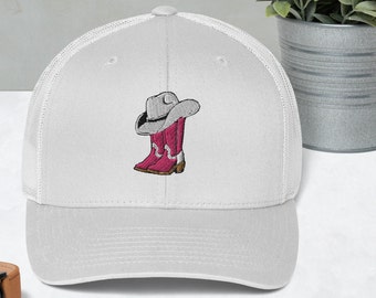Embroidered Cowgirl Trucker Hat, Western Summer Accessory, Hat Lover Gift Trucker Cap