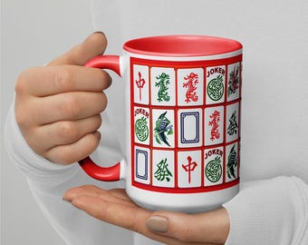 Mahjong Tiles Mug, Perfect Gift for Mahjong Moms & Players - Girl Game Night Gifts Coffee CupMug with Color Inside