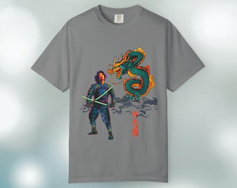 Samurai Dragon Graphic T-Shirt: Japanese Streetwear Art