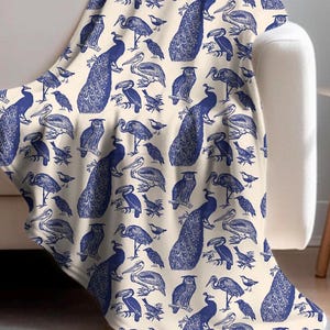 Water Bird Throw Blanket: Lake House Heron Decor