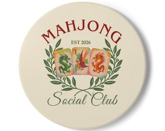 Mahjong Social Club Ceramic Coaster | Dragons Bams Dots Jokers