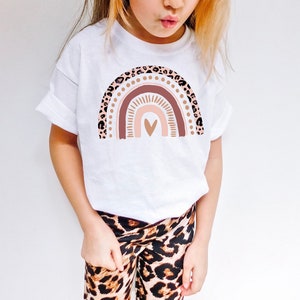 Leopard Rainbow Girls Shirt | Kids Rainbow Shirt | Back To School Shirt | Youth Graphic Tee | Aesthetic Shirt | Cute Toddler Girl