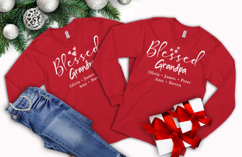 Grandparent Matching Christmas Outfits Personalized Shirt | Etsy