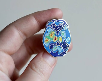 Neuro Bloom brain scan pin - science art - Neuro art- enamel pin - mental health - depression