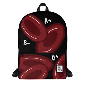 Blood Bank Backpack - Nerdy Science Stuff | Laptop Bag | Red Blood Cells | Erythrocytes | ABO | Laboratory Science