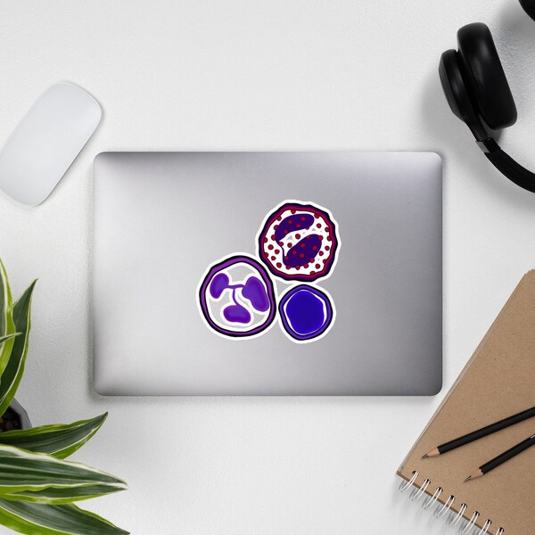 Hematology Decal, Large - Nerdy Science Stuff | Eosinophil | Neutrophil | Lymphocyte | White Blood Cells | 5.5in x 4in