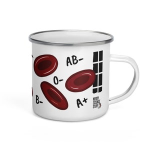 Blood Bank Enamel Mug - Nerdy Science Stuff | Laboratory Science | Red Blood Cells