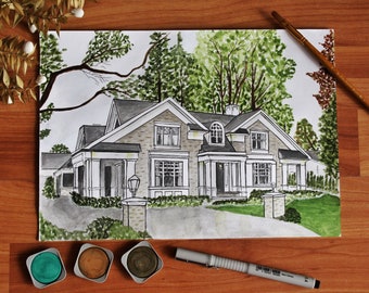 Custom House Portrait Etsy - custom house portrait home portrait custom watercolor housewarming gift watercolor house portrait home sketch custom house painting
