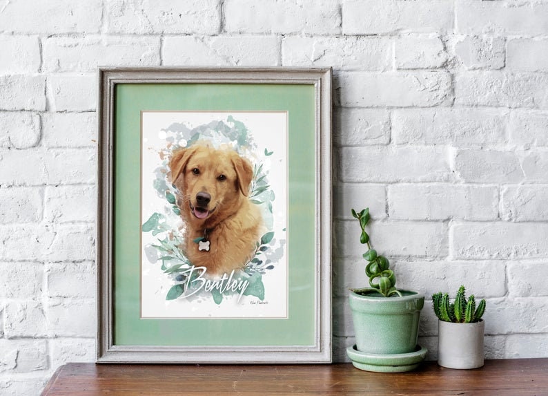Pet memorial gift australian shepherd painting from photo Etsy