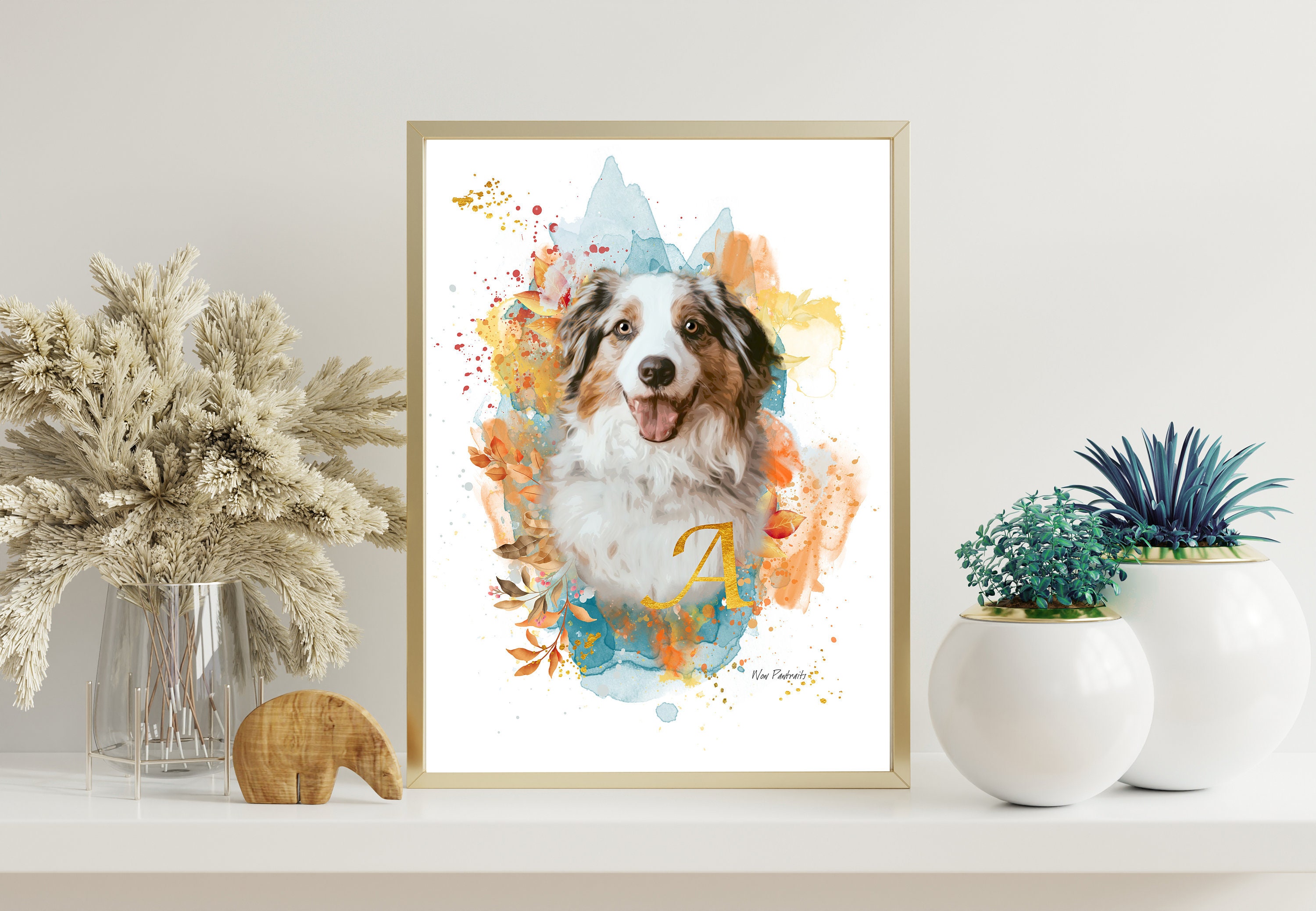Pet memorial gift australian shepherd painting from photo Etsy