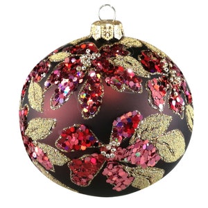 Silverado  Ornament, ball of 10 cm, with floral ornaments