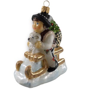 Silverado  Glass Ornament, little boy on a sled