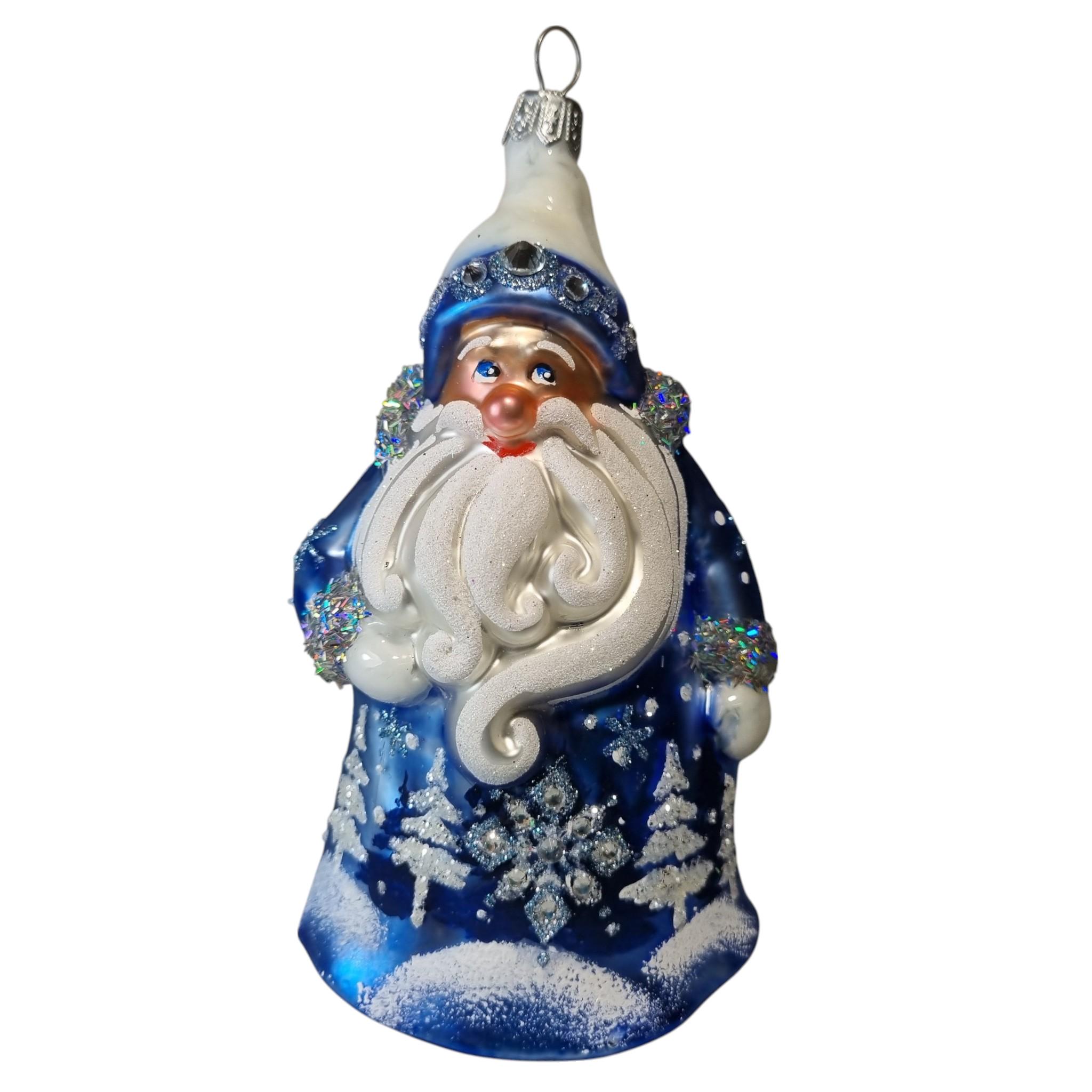 Blue Santa Glass Ornament – Hand-painted Father Christmas With ...
