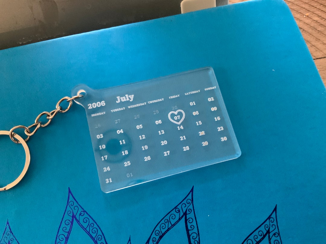Personalized Calendar Keychain Laser Etched Acrylic Etsy