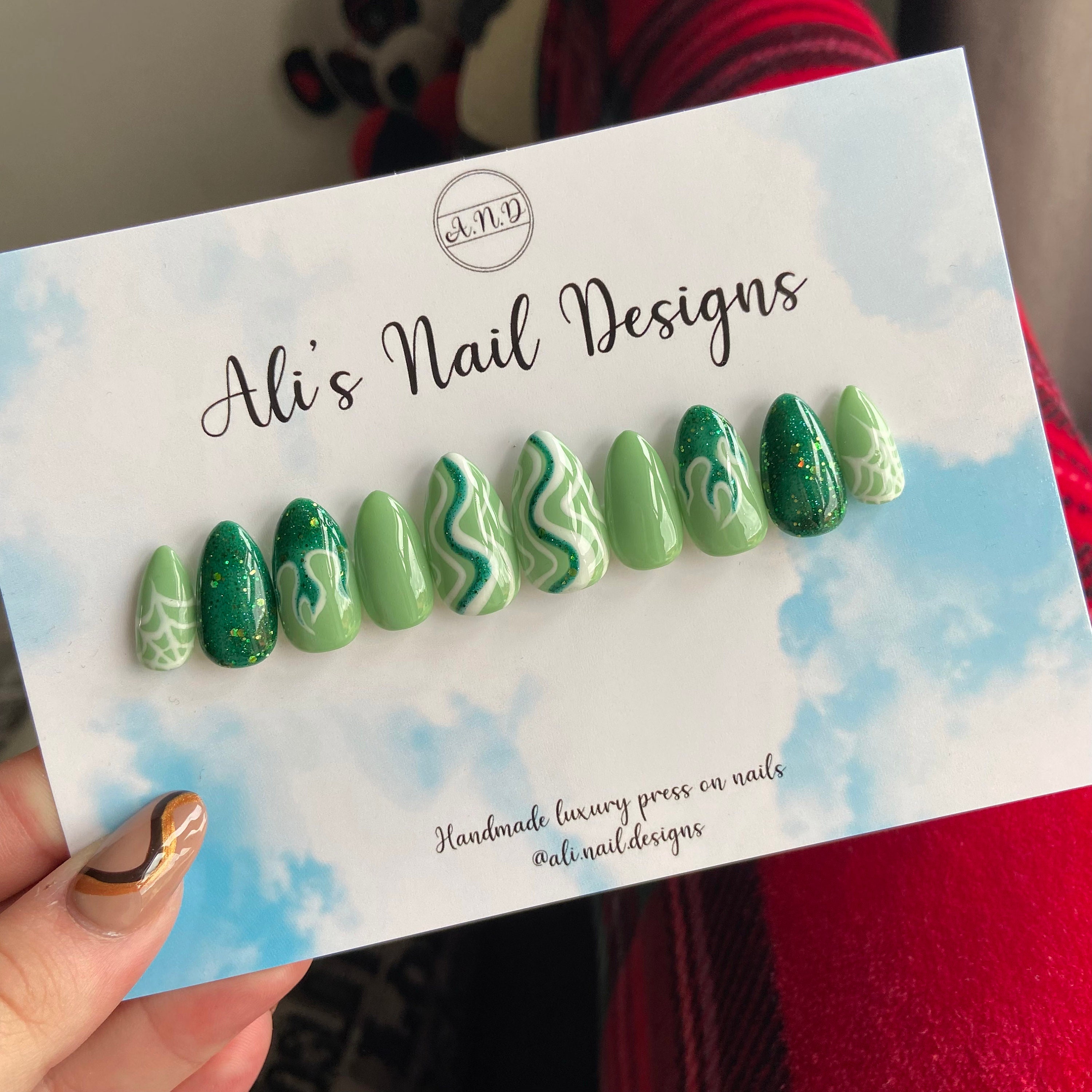 Sage Green Mis-matched Press on Nails | Etsy UK