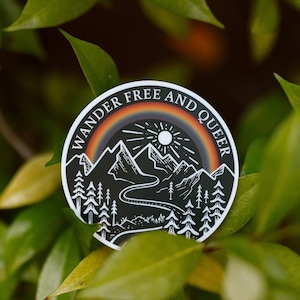 Wander Free and Queer Vinyl Sticker | Car Magnet | Pride Decal | Weatherproof and Waterproof for Vehicle, Water Bottle, Fridge, or Laptop