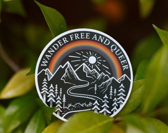Wander Free and Queer Vinyl Sticker: Pride Car Magnet