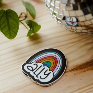 Ally Rainbow Vinyl Sticker | Vehicle Magnet | LGBTQ+ Ally Decal | Weatherproof and Waterproof for Car, Water Bottle, Fridge, Locker & Laptop