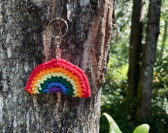 Handmade Rainbow Keychain | Crochet Pride Keychain | Gay Pride Gifts