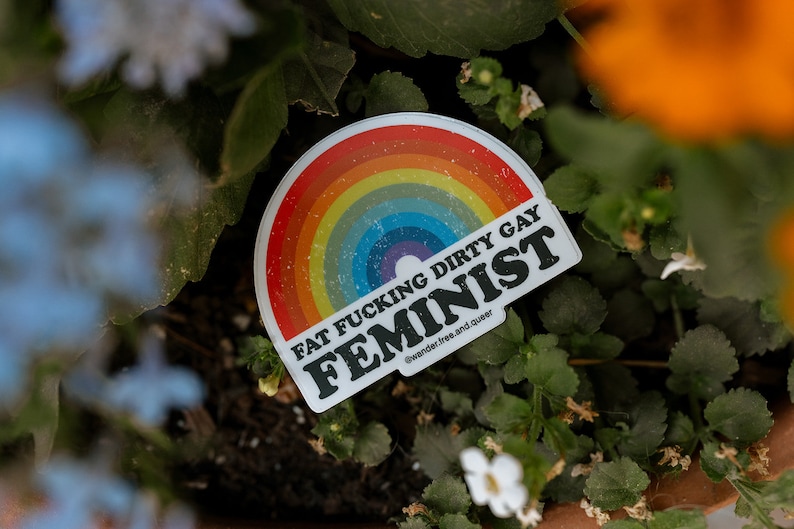 Feminist Vinyl Sticker: Fat Positive Rainbow Decal Sticker