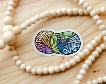 Crafty Queer Vinyl Sticker | LGBTQ+ Crochet & Knitting Decal | Magnet | Weatherproof and Waterproof for Car, Water Bottle, Fridge, or Laptop