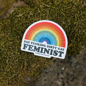 Feminist Vinyl Sticker: Fat Positive Rainbow Decal image 4