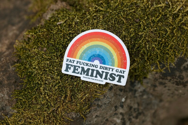 Feminist Vinyl Sticker: Fat Positive Rainbow Decal image 4