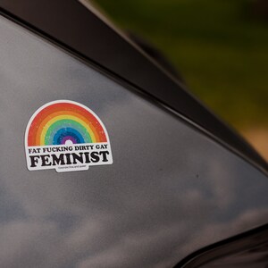 Feminist Vinyl Sticker: Fat Positive Rainbow Decal image 3