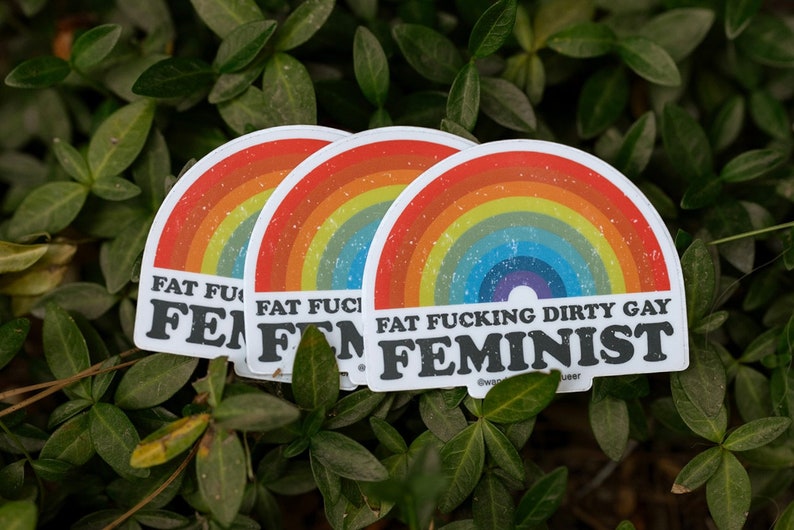 Feminist Vinyl Sticker: Fat Positive Rainbow Decal image 6