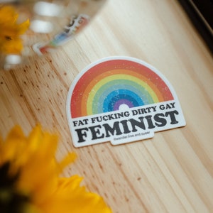Feminist Vinyl Sticker: Fat Positive Rainbow Decal image 5