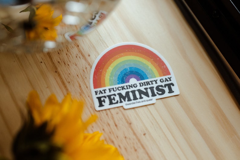 Feminist Vinyl Sticker: Fat Positive Rainbow Decal image 5