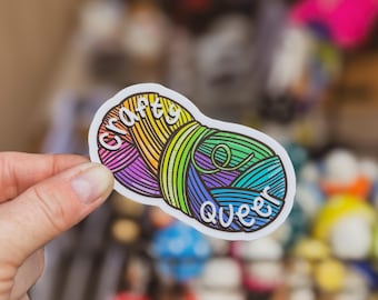 Crafty Queer Vinyl Sticker: Crochet & Knitting LGBTQ+ Pride Decal