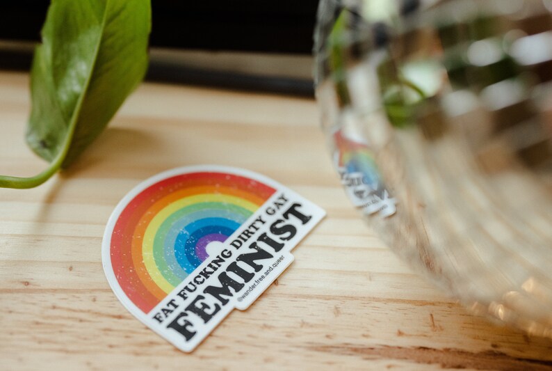 Feminist Vinyl Sticker: Fat Positive Rainbow Decal image 7