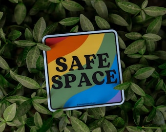 Safe Space Vinyl Sticker: LGBTQ+ Ally Rainbow Decal