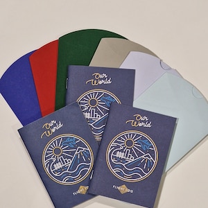 Livro de memórias para bebês, Memórias de viagem, Diário de bordo infantil, Ecológico, Milhas voadas, Mapa-múndi, Papel sustentável, Presentes para bebês e crianças