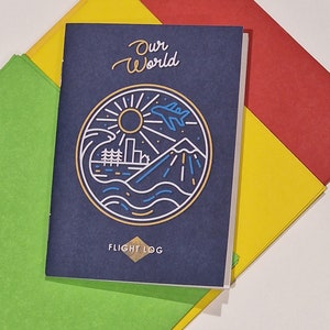 Flight Log book "Travel Log" - flags - countries - memory book - scratch world map - fun facts -eco-friendly - airplane - birthday-kid