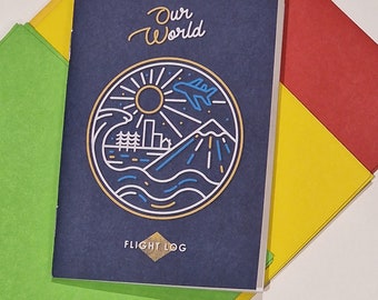 Flight Log book "Travel Log" - flags - countries - memory book - scratch world map - fun facts -eco-friendly - airplane - birthday-kid