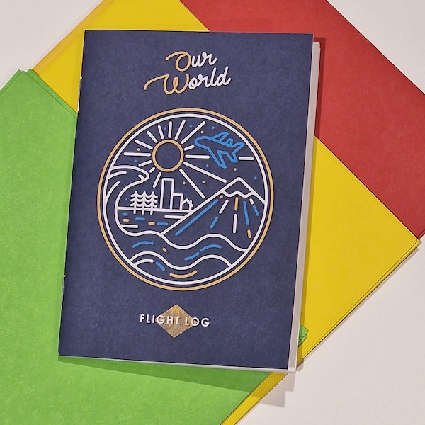 Flight Log book "Travel Log" - flags - countries - memory book - scratch world map - fun facts -eco-friendly - airplane - birthday-kid