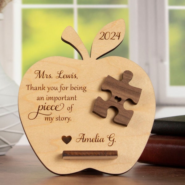 Personalized Teacher Gift, Teacher Appreciation Gifts, Apple Puzzle Piece Sign, End of Year Gifts Personalized, Gift Ideas Daycare Preschool