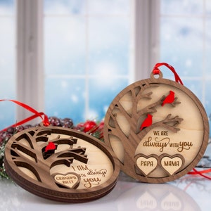 Cardinal Ornament Memorial Christmas Gift, Personalized Sympathy Gift, Remembrance, Holiday Tree, Always With You, In memory Mom Dad Papa Ma