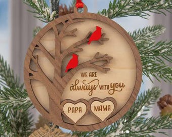 Cardinal Memorial Christmas Ornament, Remembrance Gift, Personalized Sympathy Gift, Holiday Tree Ornament, Always With You, Bereavement Gift