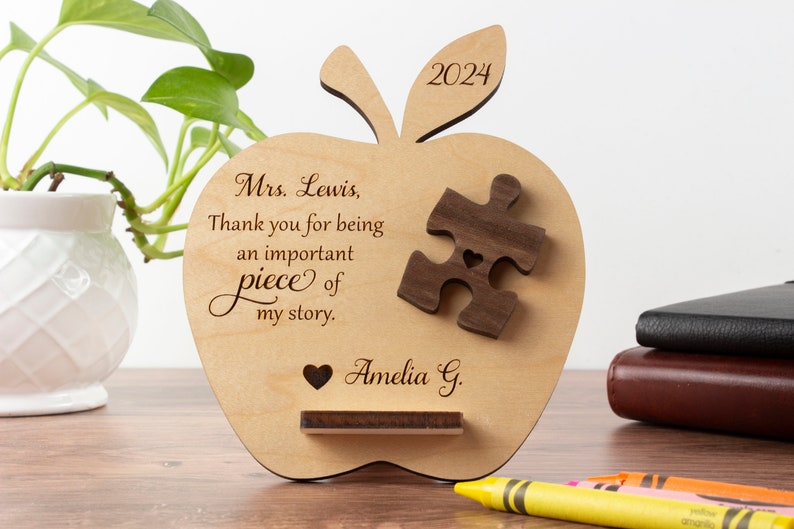 Personalized Teacher Gift, Appreciation Gifts, Apple Puzzle Piece Sign ...