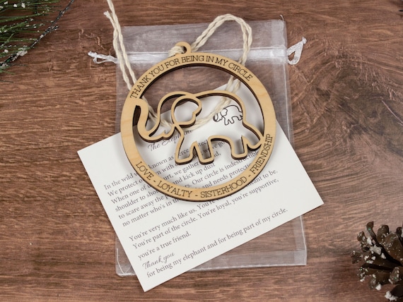 Elephant Friendship Ornament, Friendship Ornament, Sisterhood Gift Exchange Best Friends Forever Thank You for Being in My Circle