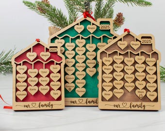 1-44 Names Family Christmas Ornament 2026  Large Family Ornament Personalized Christmas Ornaments, Grandkids Ornament, Grandparent