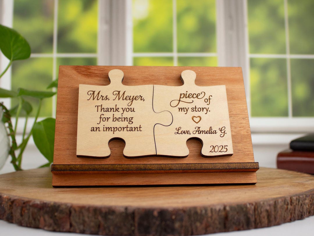 Personalized Teacher Appreciation Gift - Wooden Puzzle Plaque - Thank ...