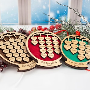 Grandkids Ornament 1-26 Names, Personalized Large Family Christmas Ornament, Gift for Grandparents, Large Group Coworkers, Department, Class