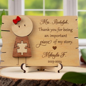 Appreciation Sign for Teachers, Mentors, Gifts for Teachers, Personalized Desk Sign, Thank You for Being an Important Piece of My Story Sign