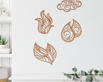 Four Elements Symbol Decor, Four Elements, Laser Cut Wood, Geometric Art, Wood Art, Wall Art, Wall Decor, Wall Hangings, Modern