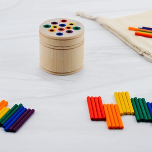 Montessori Materials Fine Motor Skills Activity for Toddlers Occupational Therapy Toys Montessori Posting Pegs Montessori Toys Box+ 24 Extra Sticks