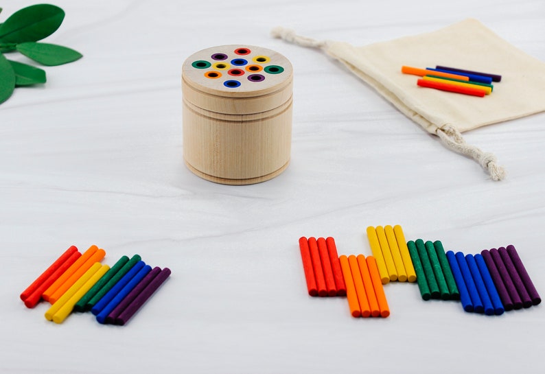 Montessori Materials Fine Motor Skills Activity for Toddlers Occupational Therapy Toys Montessori Posting Pegs Montessori Toys Box+ 24 Extra Sticks